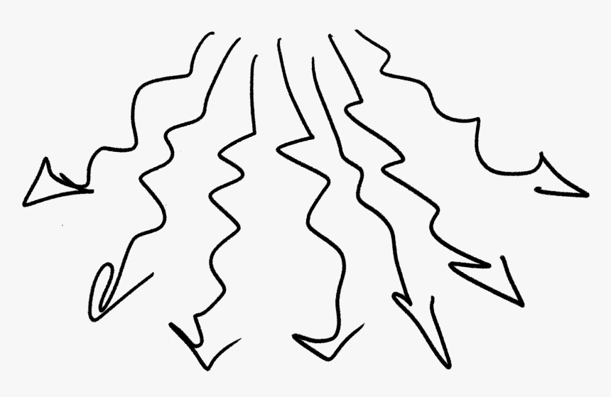 Seven Squiggly Arrows Emerging From A Central Point - Line Art, HD Png Download, Free Download