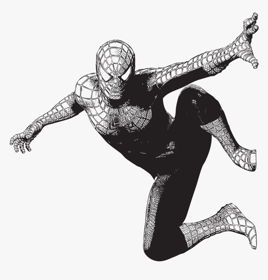 Spiderman Black And White, HD Png Download kindpng