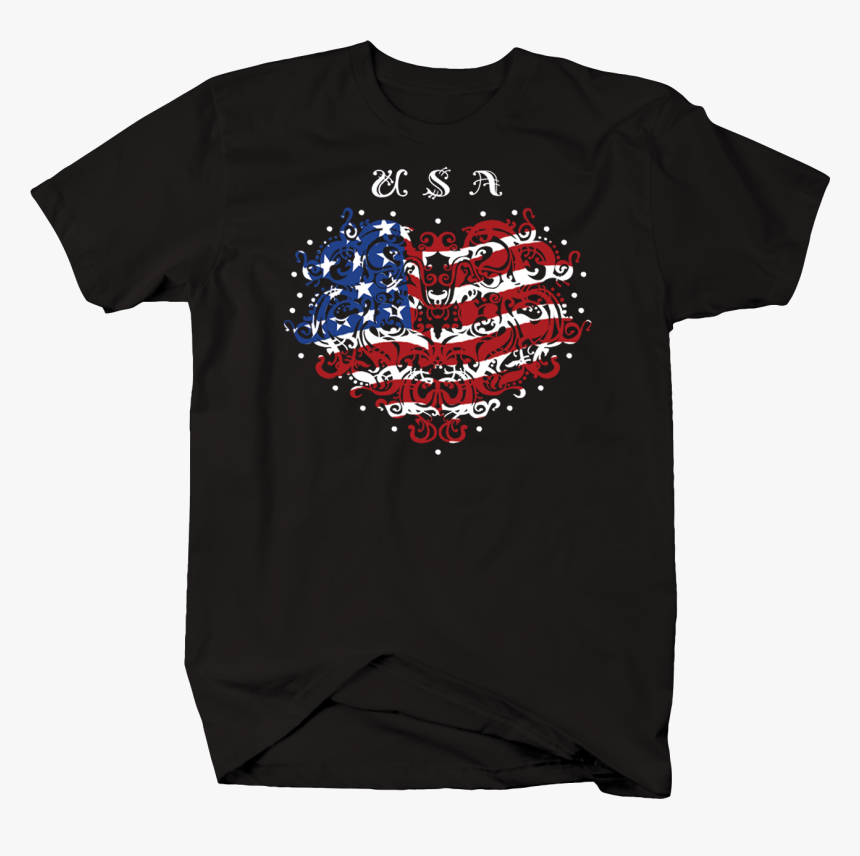 Usa Red White Blue American Flag Heart Stars - T-shirt, HD Png Download, Free Download