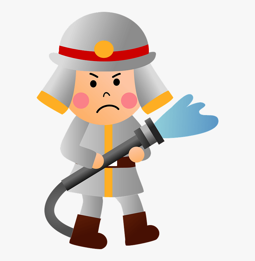 Fire Fighter Man Clipart - 消防 放水 イラスト, HD Png Download, Free Download