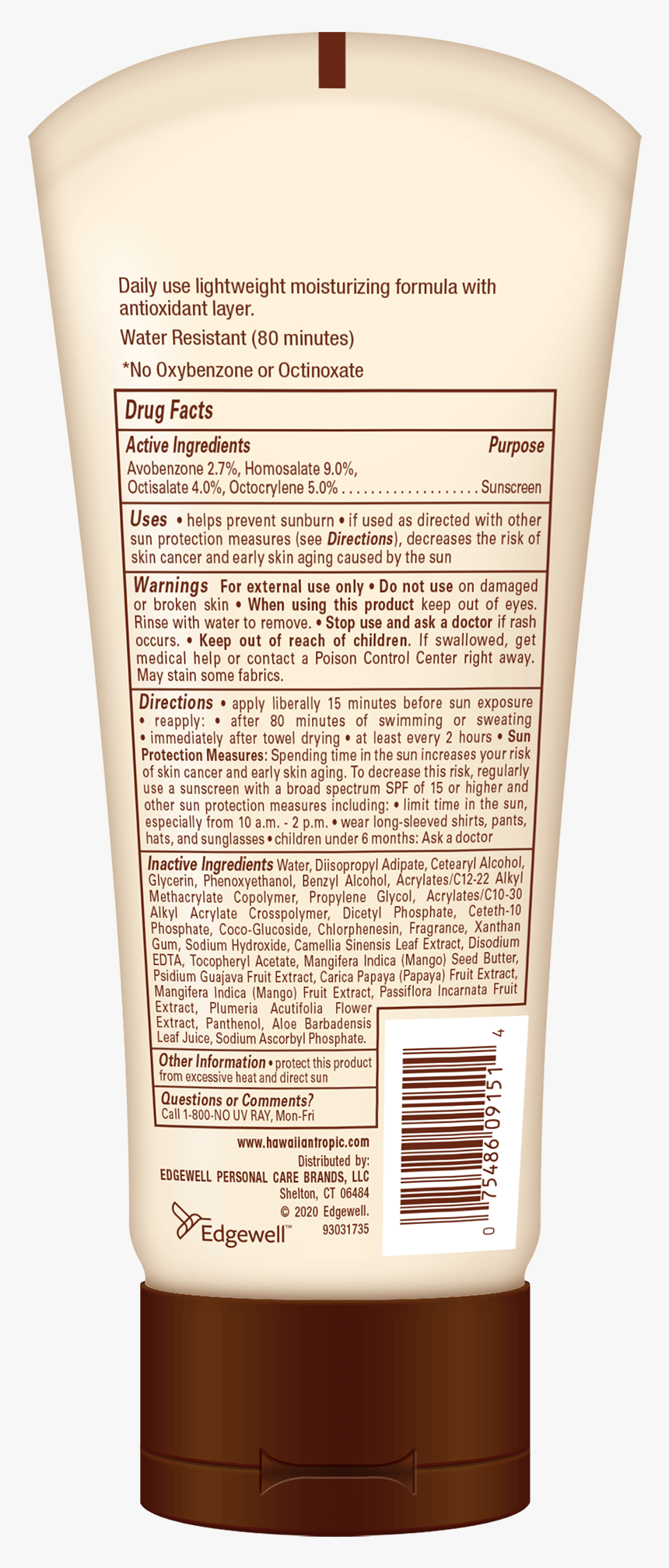 Y301034001 Us Sc Ht Antioxidant Spf50 Ltn 6oz Tube - Aloha Care Sun Hawaiian, HD Png Download, Free Download