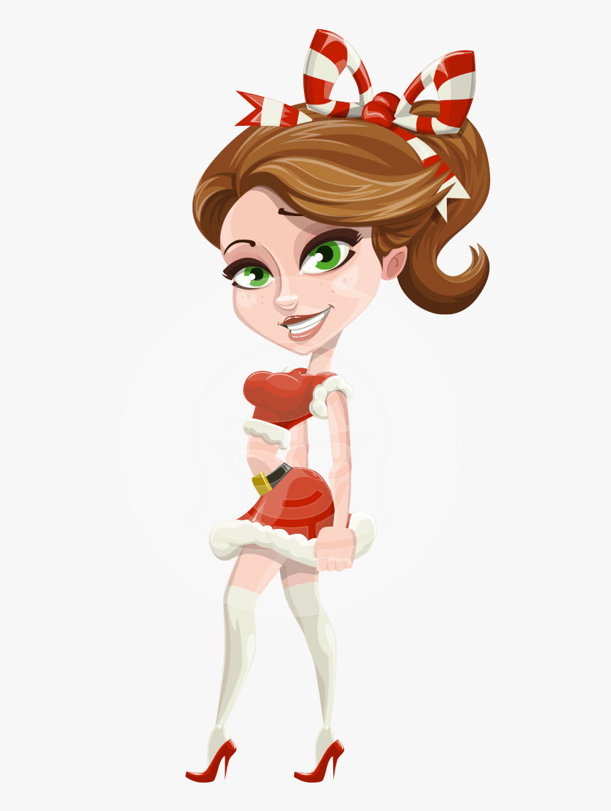 Character Vector Female - Girl Cartoon In Christmas Outfit, HD Png Download, Free Download