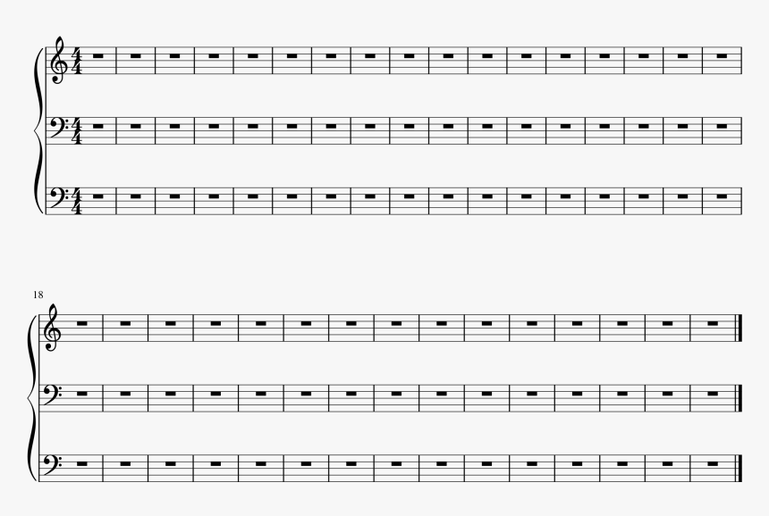 Curly Brace Extends To All Staves - Sheet Music, HD Png Download, Free Download