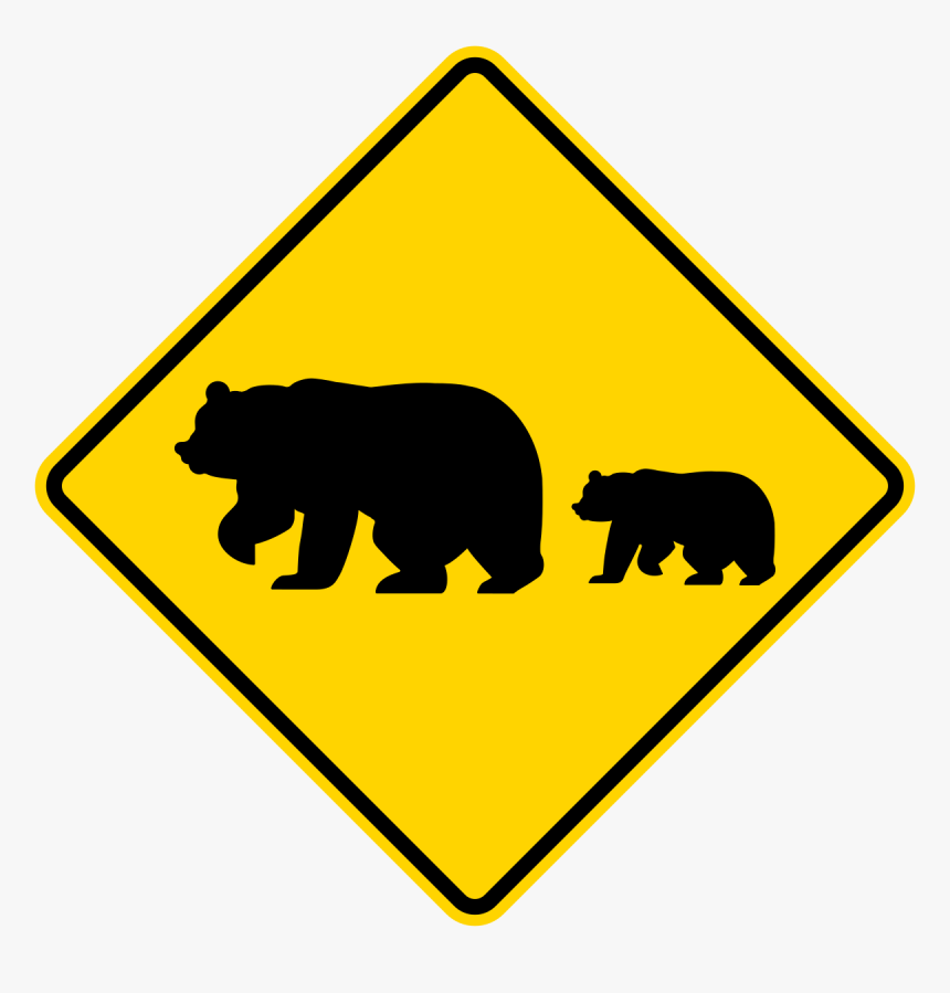 Beware Of Bears Traffic Sign Warning Sign - Bear Crossing Sign Png, Transparent Png, Free Download