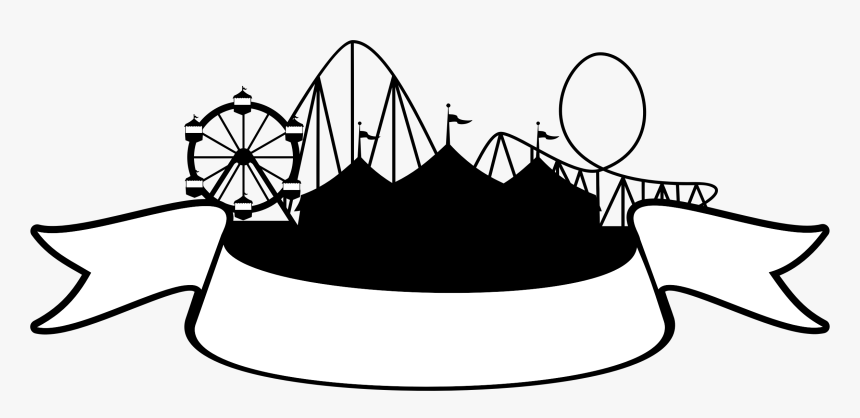 Circus Fair Ribbon Clip Arts - Amusement Park Silhouette Png, Transparent Png, Free Download