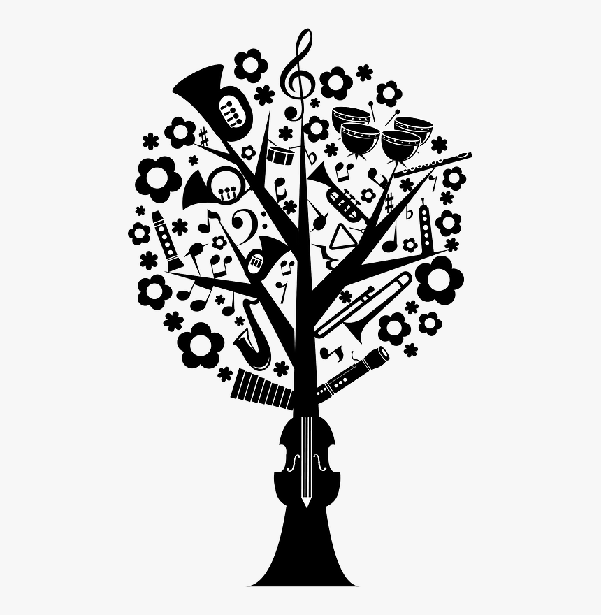 Music Tree Silhouette Clipart 音楽 イラスト 無料 白黒 Hd Png