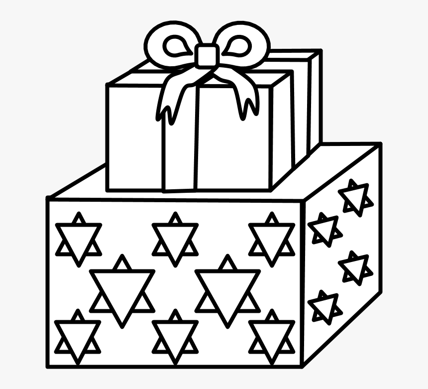 Gifts, Stacked, Hanukkah, Black And White - Cartoon Hanukkah Black And White, HD Png Download, Free Download