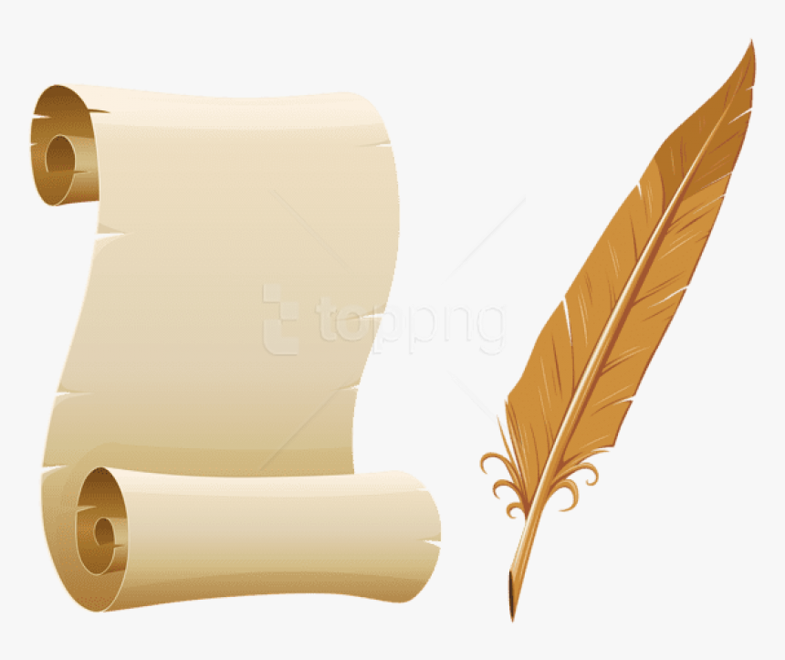 Free Png Download Scrolled Paper And Quill Pen Clipart - Paper And Quill Transparent, Png Download, Free Download