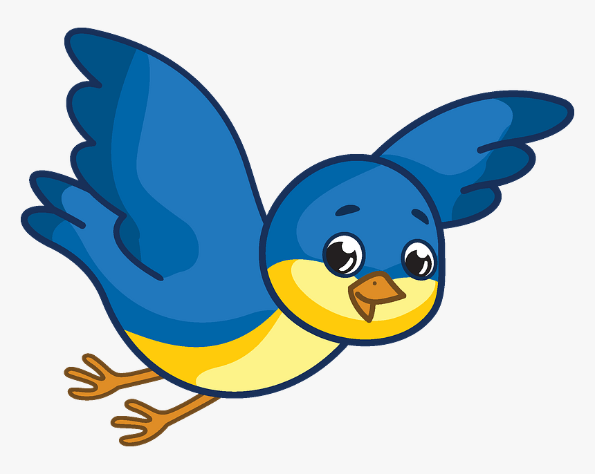 Flying Bluebird Clipart - Cartoon, HD Png Download - kindpng