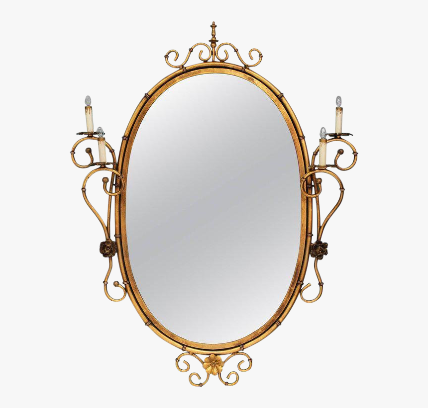 M#century Italian Oval Illuminated Mirror In Faux Bamboo - Circle, HD Png Download, Free Download