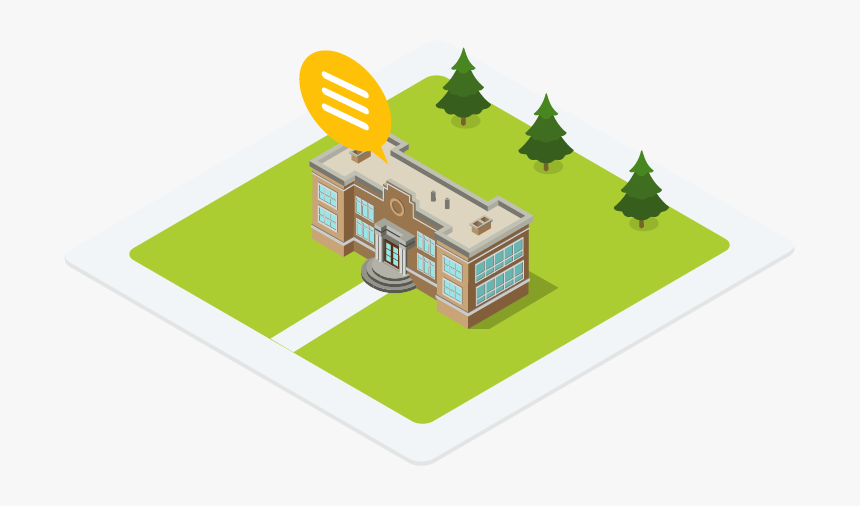 A School Building With A Speech Balloon Above It - Illustration, HD Png Download, Free Download