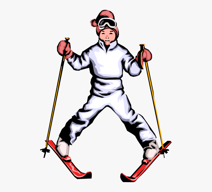 Youngster On Skis Snow - Illustration, HD Png Download, Free Download