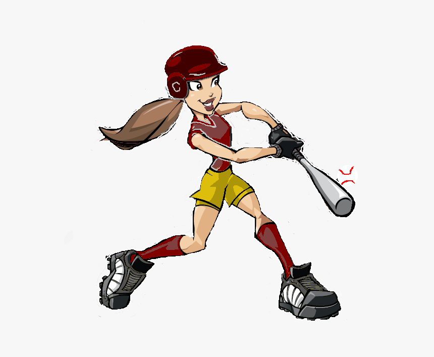 Cy Woods Athletic Booster Club - Cartoon Girl Playing Baseball, HD Png Download, Free Download