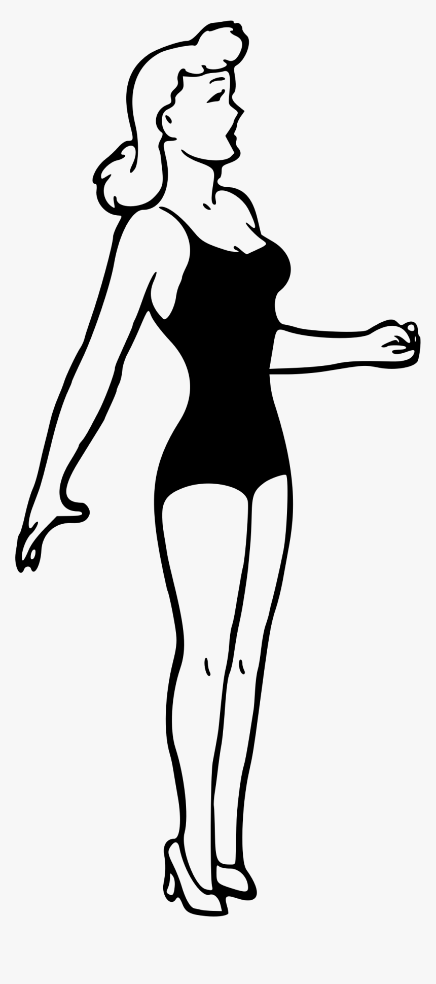 Lady In Swimsuit 2 Clip Arts - Pani Rysunek, HD Png Download, Free Download