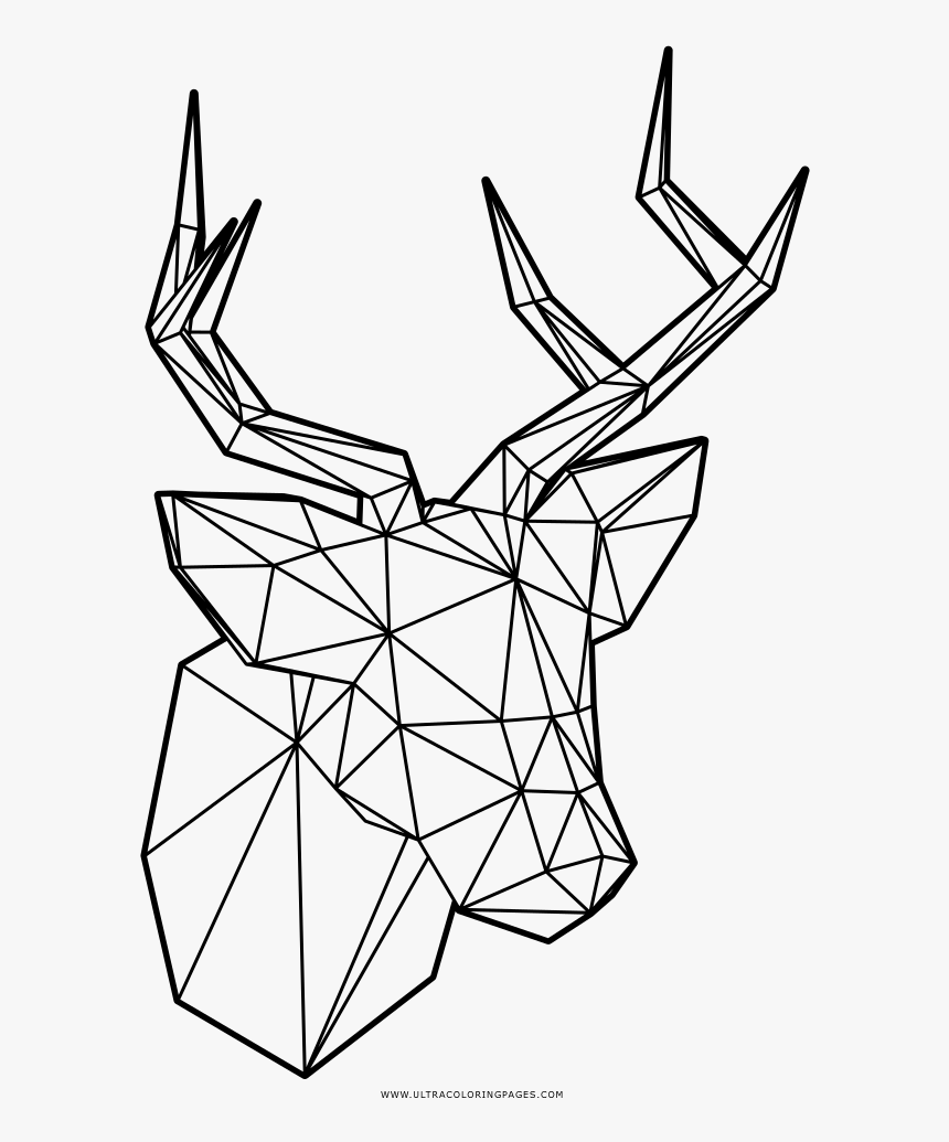 Low Poly Deer Coloring Page - Poly Art Coloring Pages, HD Png Download, Free Download