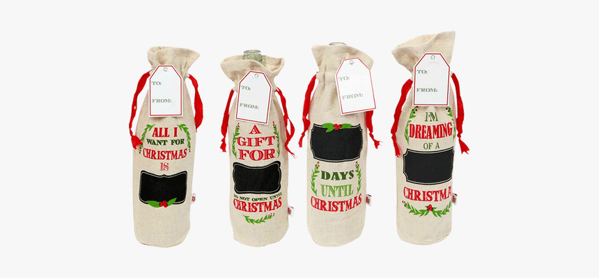 Wine Tote W/ Chalk - Drawstring Wine Bag Christmas, HD Png Download, Free Download