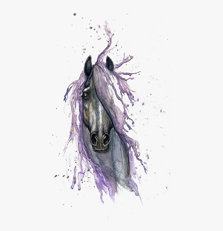 Watercolor Tattoo Horse Painting Drawing Hq Image Free - Watercolor Horse Clipart, HD Png Download, Free Download