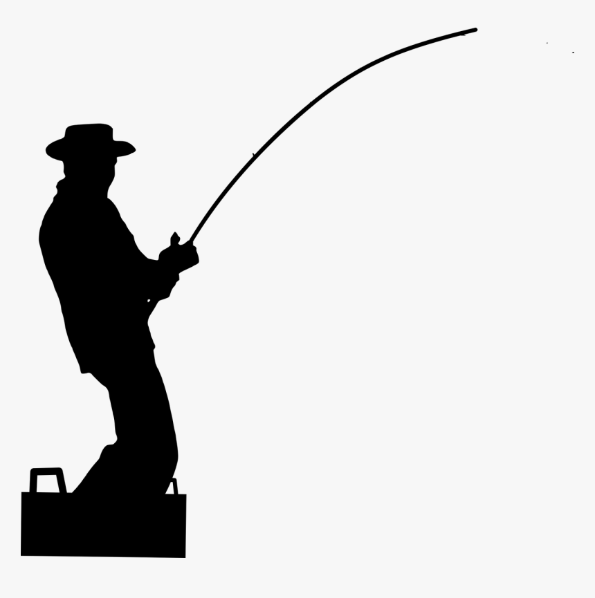 Silhouette Fisherman Fishing Free Picture - Orang Memancing Hitam Putih, HD Png Download, Free Download
