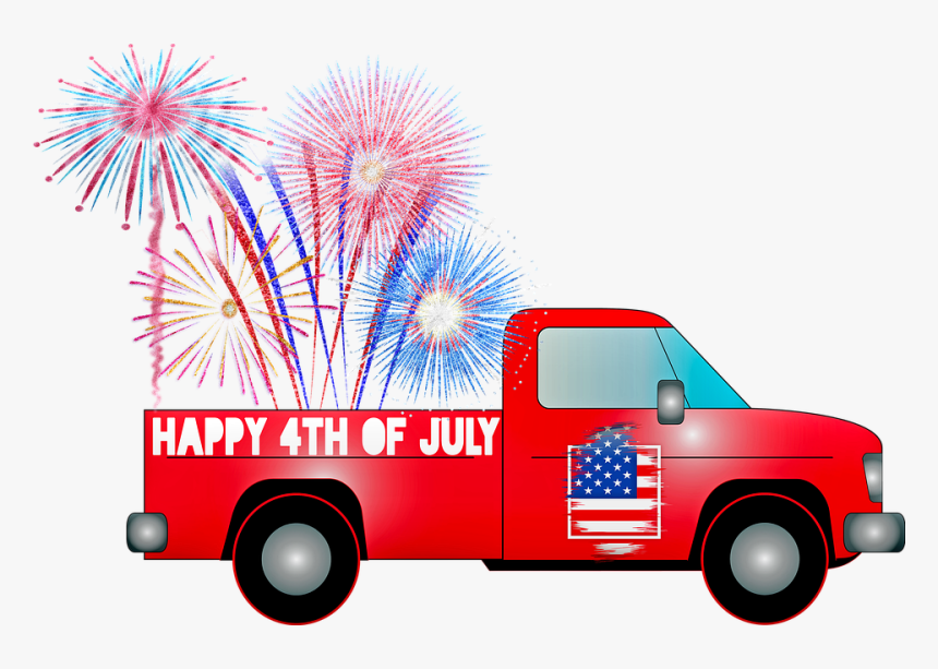 Pick Up Truck, 4th Of July Cart, Independence Day, - 4th Of July Red Pick Up Truck, HD Png Download, Free Download