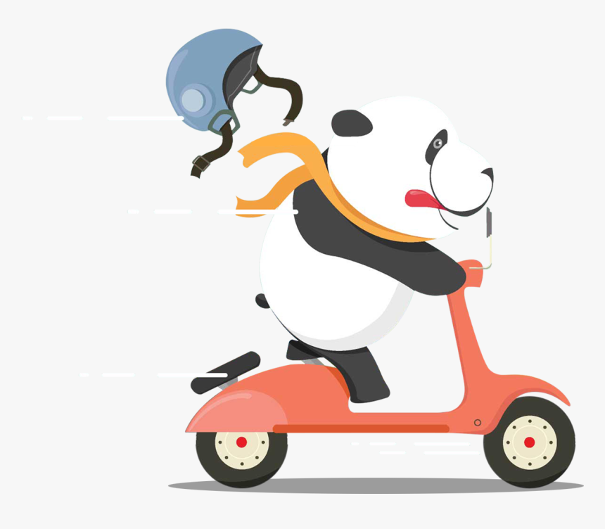 Toonpandas Is An Animation And Live Action Production - Panda On A Scooter Cartoon, HD Png Download, Free Download