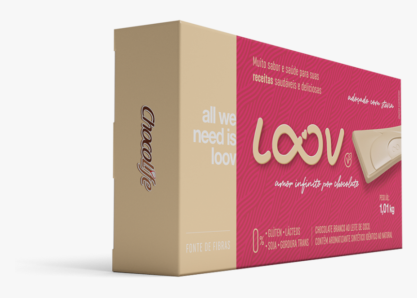 Barra De Chocolate Zero Acucar Branco 1 Kg Loov Linha - Box, HD Png Download, Free Download