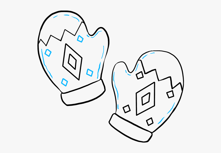 How To Draw Mittens - Draw Mittens Step By Step, HD Png Download, Free Download