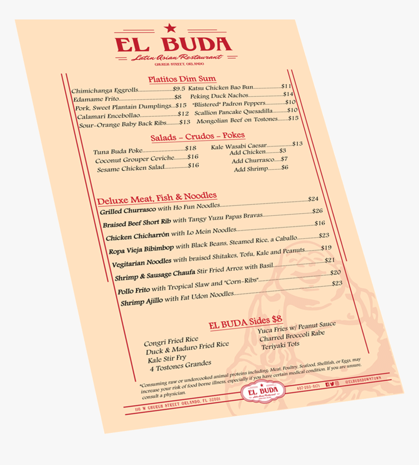 El Buda Menu Graphic - Menu, HD Png Download, Free Download