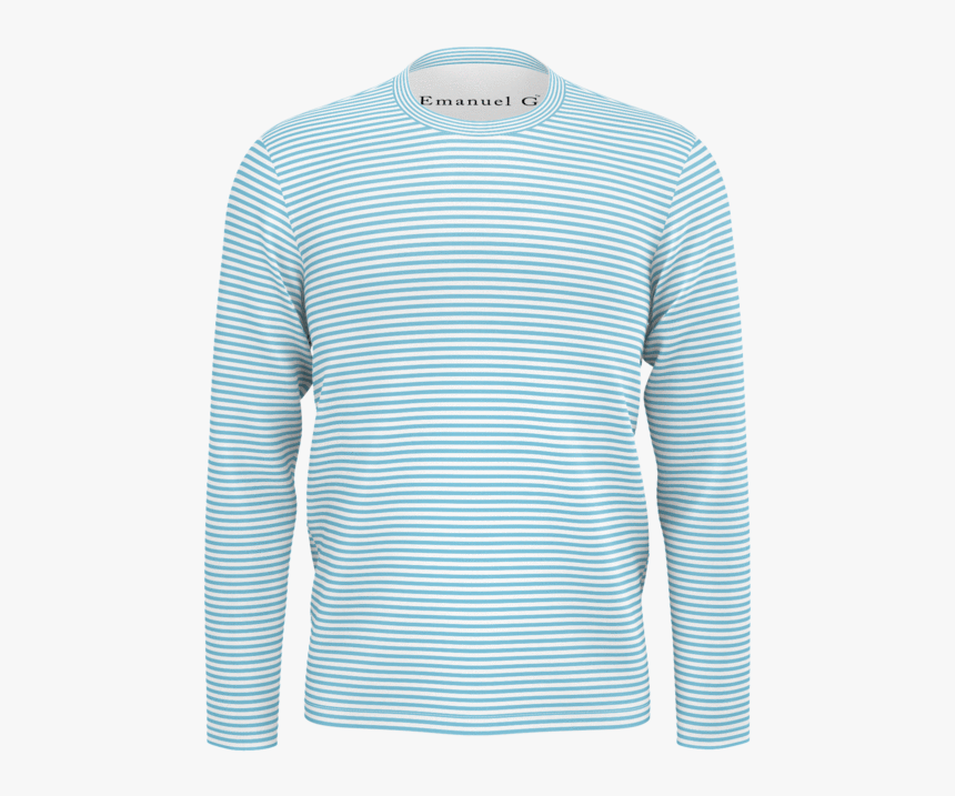 Light Blue Horizontal Stripes Long Sleeve - Long-sleeved T-shirt, HD Png Download, Free Download