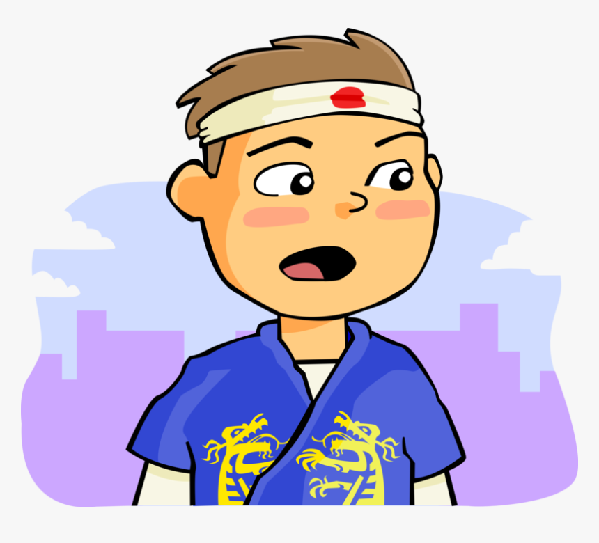 Vector Illustration Of Karate Kid Thinks He"s Japanese, HD Png Download, Free Download