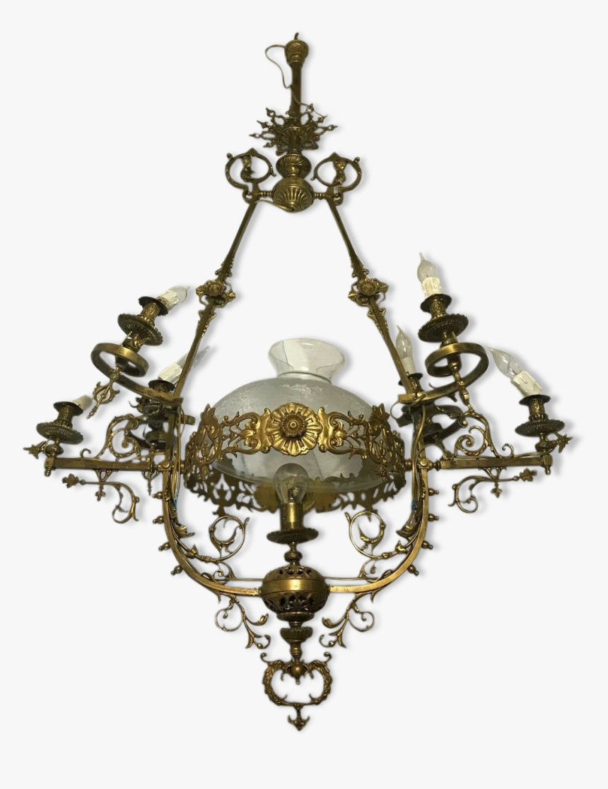 Large Vintage 1920"s French Rococo Brass Chandelier - Chandelier, HD Png Download, Free Download