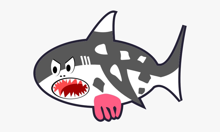 Black White Red Cartoon Shark Cow - Cartoon Shark, HD Png Download, Free Download