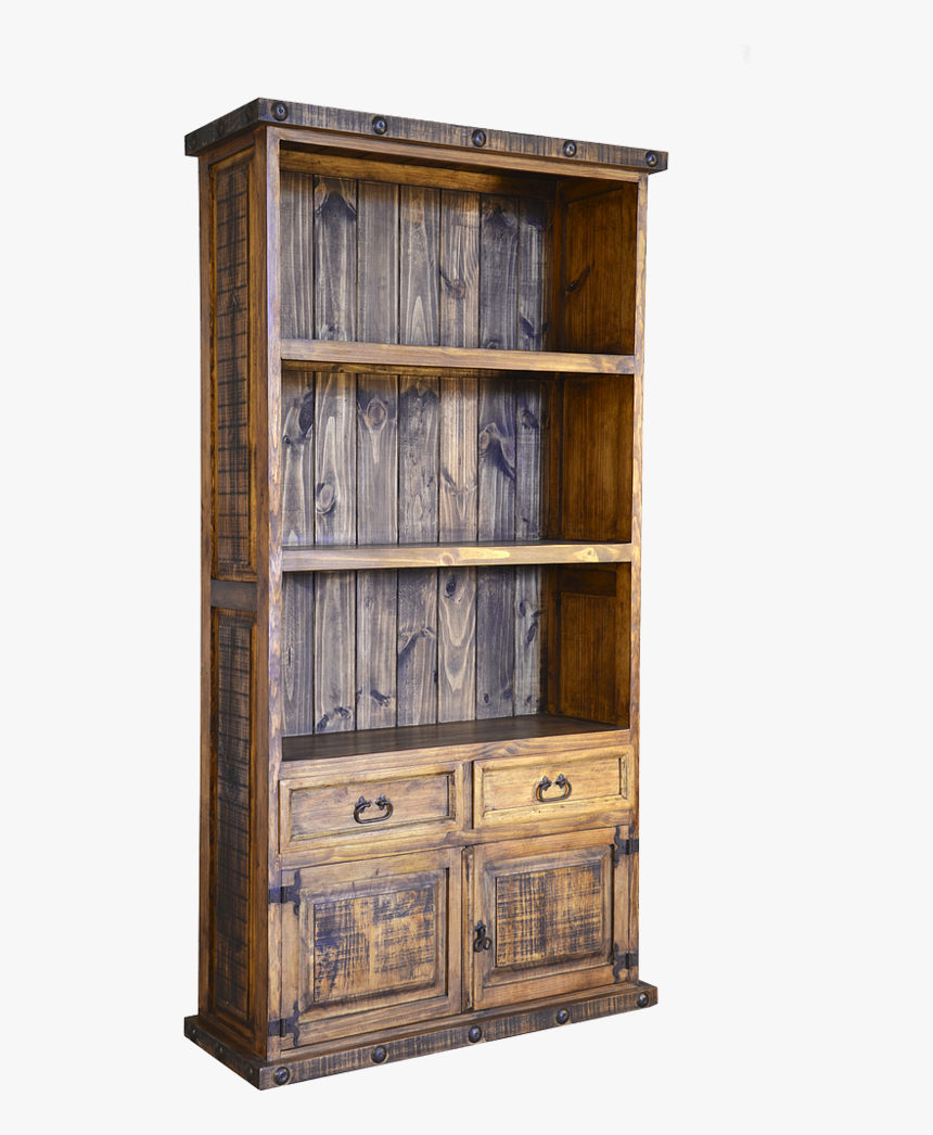 Rustic 2 Drawer 2 Door Bookcase , Png Download - Rustic Bookcase, Transparent Png, Free Download