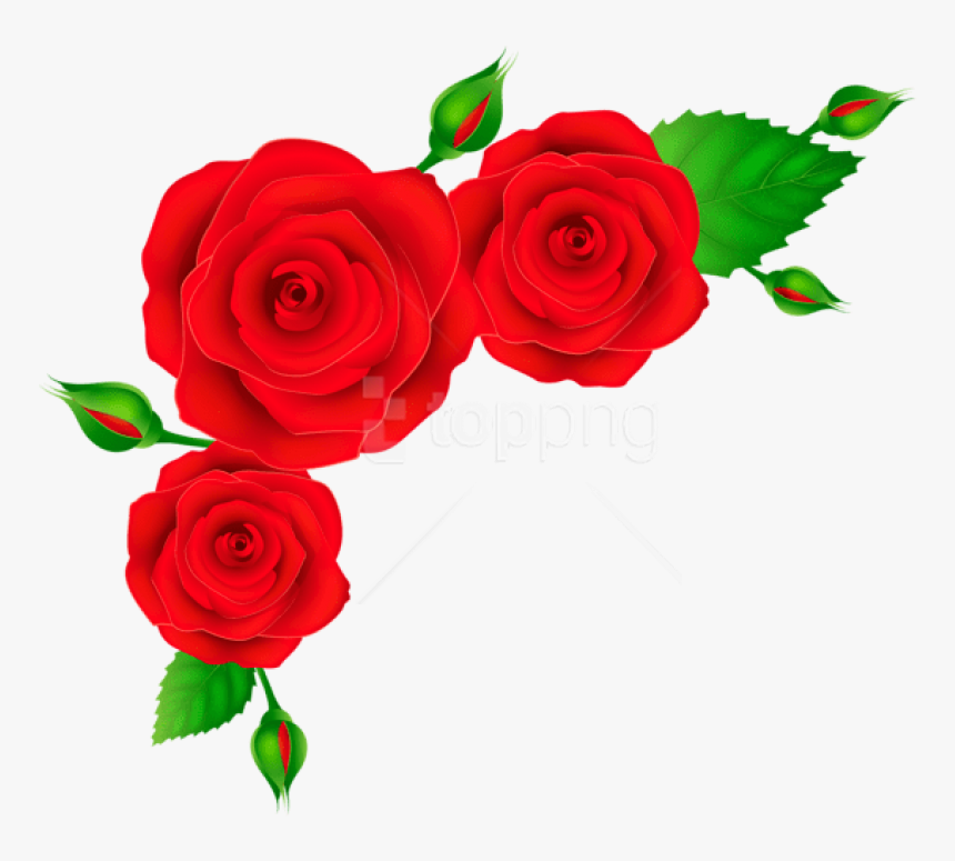 Free Png Download Red Roses Corner Transparent Clipart - Red Roses Clip Art, Png Download, Free Download