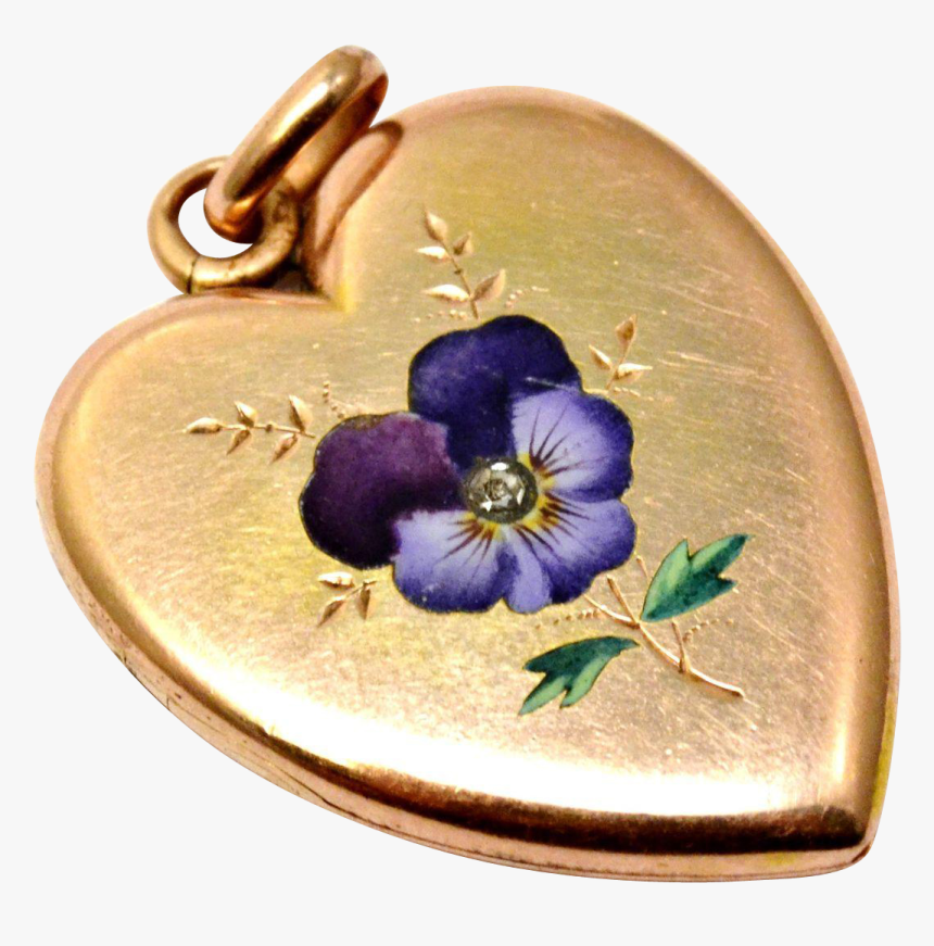 Antique Gold Locket With Pansy, HD Png Download, Free Download