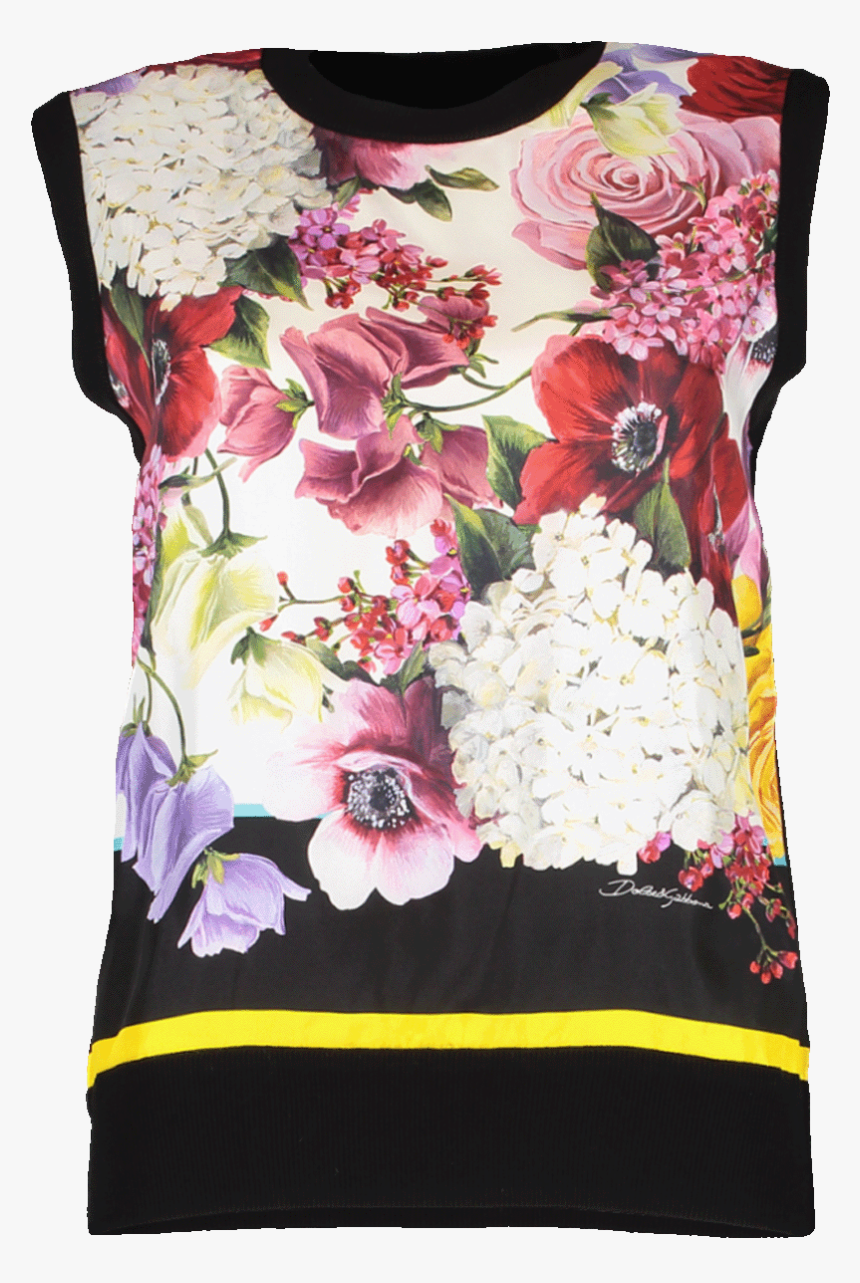 Dolce & Gabbana Floral Print Silk Front Shell In Black - Hydrangea, HD ...