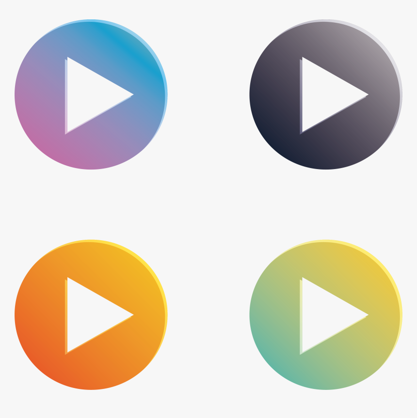 Play Gradient Button Color Round Icon Clipart - Color Play Button Icon, HD Png Download, Free Download