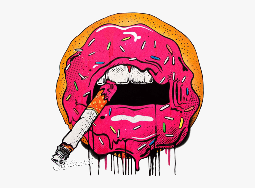 Donut With Cigarette Design - Donut With Cigarette, HD Png Download, Free Download