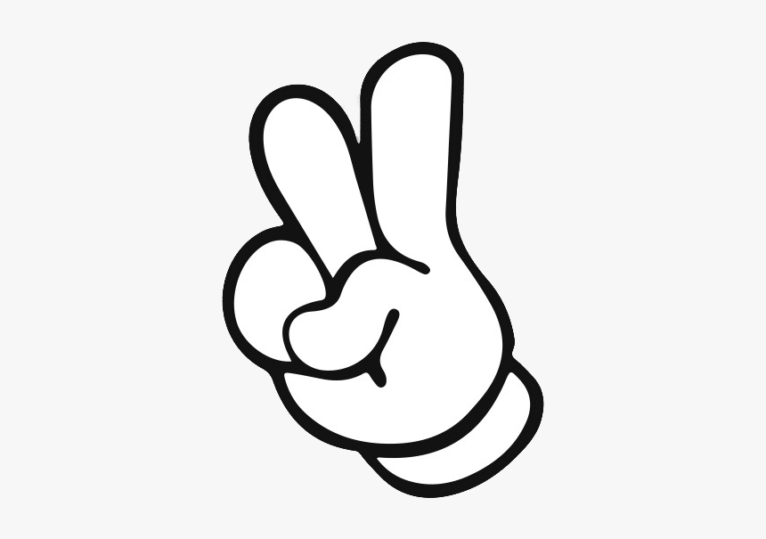 Mickey Mouse Hand Peace Sign, HD Png Download - kindpng