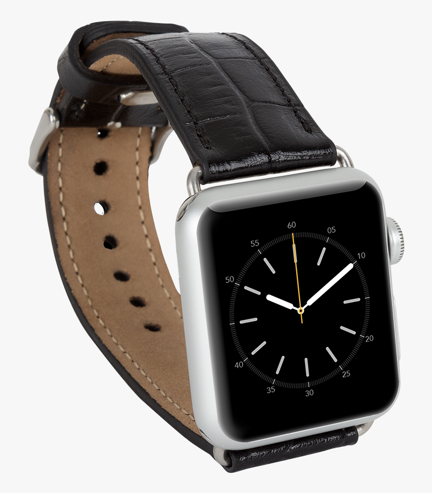 Men Black Leather Strap For Apple Watch - Apple Watch, HD Png Download, Free Download