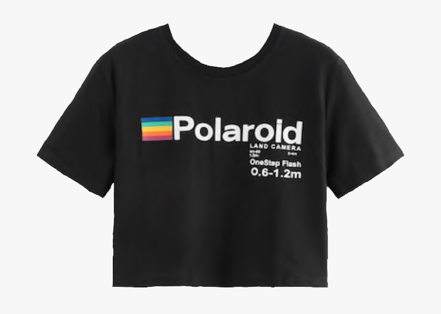 #shirt #black #polaroid #logo #croptop #top #cute #aesthetic - Active Shirt, HD Png Download, Free Download