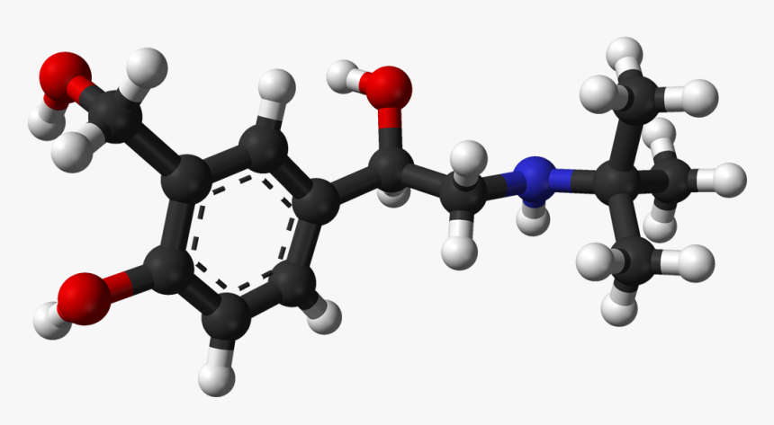 R Salbutamol From Xtal 3d Balls - Salbutamol 3d Structure, HD Png Download, Free Download