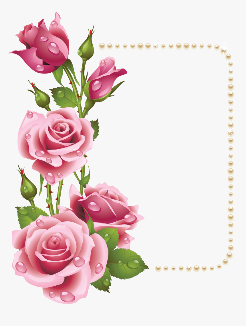 Vertical Vector Garden - Pink Rose Frames, HD Png Download, Free Download