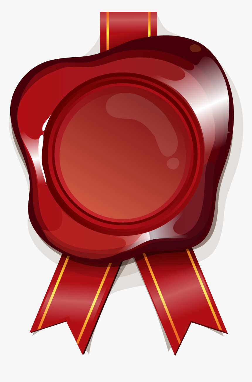 PSD red wax seal with ribbon