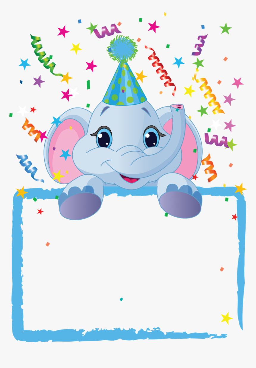 Frames Clipart Elephant - First Birthday Frame Png, Transparent Png, Free Download