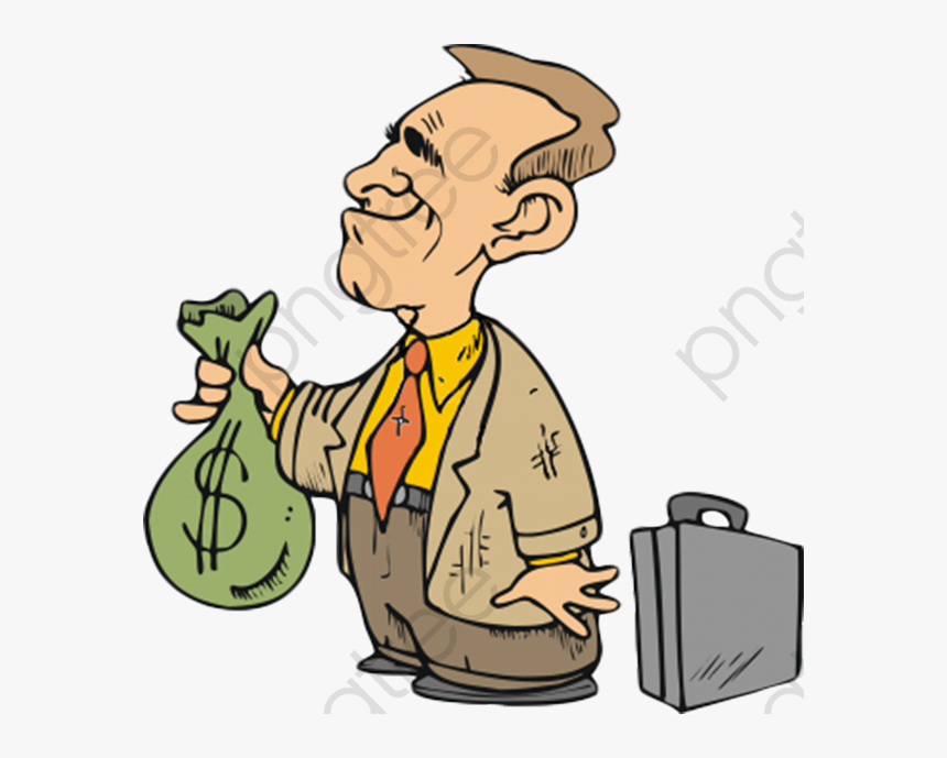 Money Bag Clipart Cute - Cartoon Holding Money Png, Transparent Png, Free Download