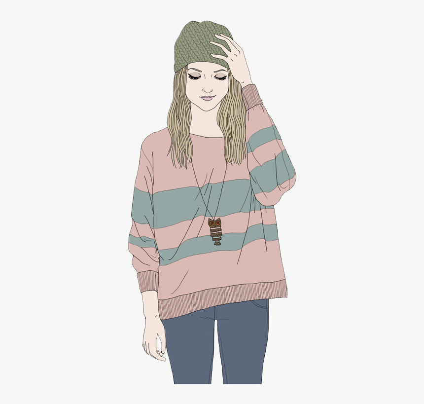 Draw A Girl In A Sweater, HD Png Download - kindpng