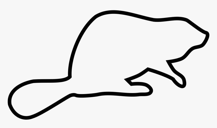 Line Art,area,monochrome Photography - Outline Of A Beaver, HD Png Download, Free Download