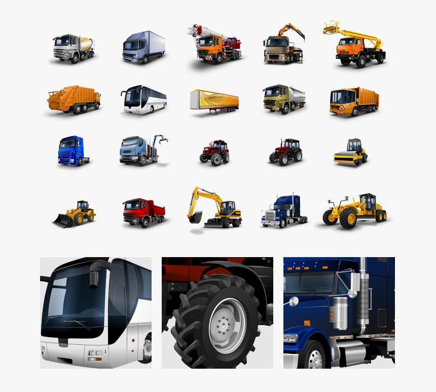 Truck, Bus, Tractor Icons - Icon, HD Png Download, Free Download