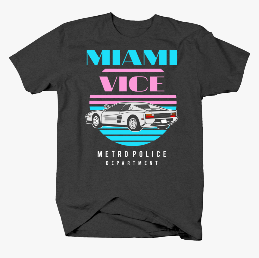 Miami Vice Squad Racecar Metro Police Department Tv - Miami Vice Testarossa T Shirt, HD Png Download, Free Download