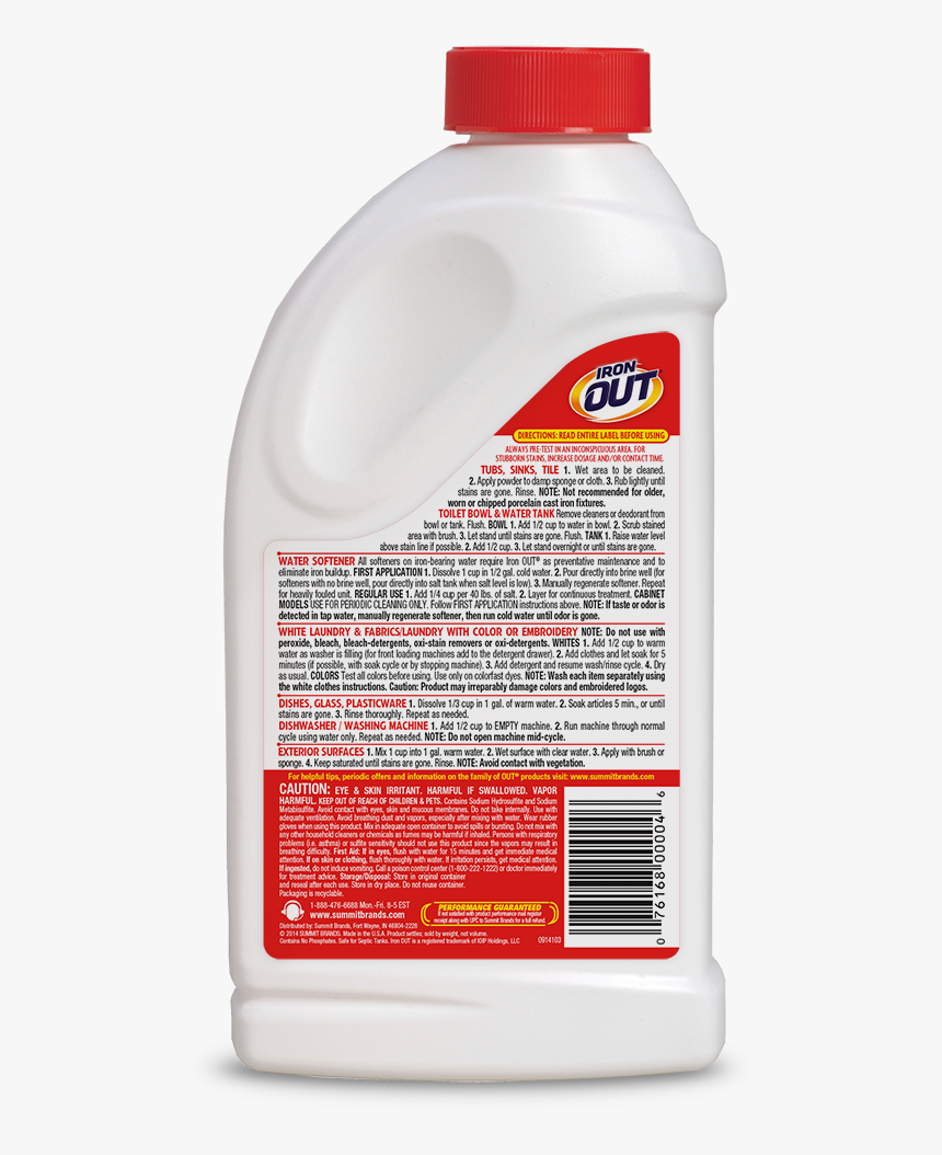 Iron Out Rust Stain Remover Package Back - Bottle, HD Png Download, Free Download